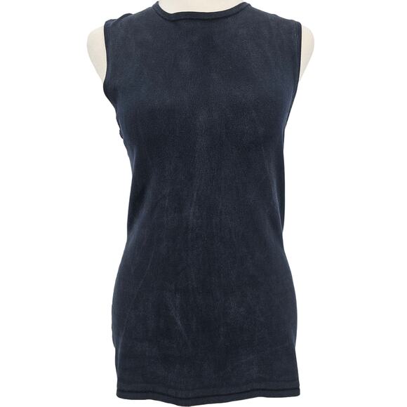 Max Mara Womans size M Zip Back Silk Blend Sleeveless Knit Tank Top Marbled Navy - Picture 1 of 8